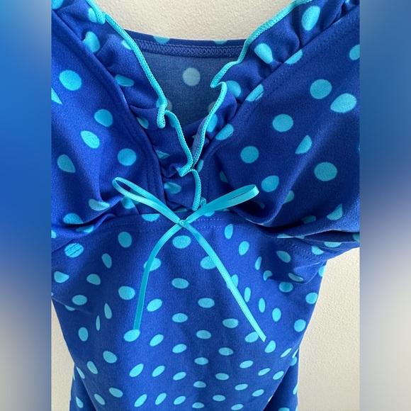 Vintage gabar polka dot bow one piece retro swim suit size 12 - Picture 3 of 7